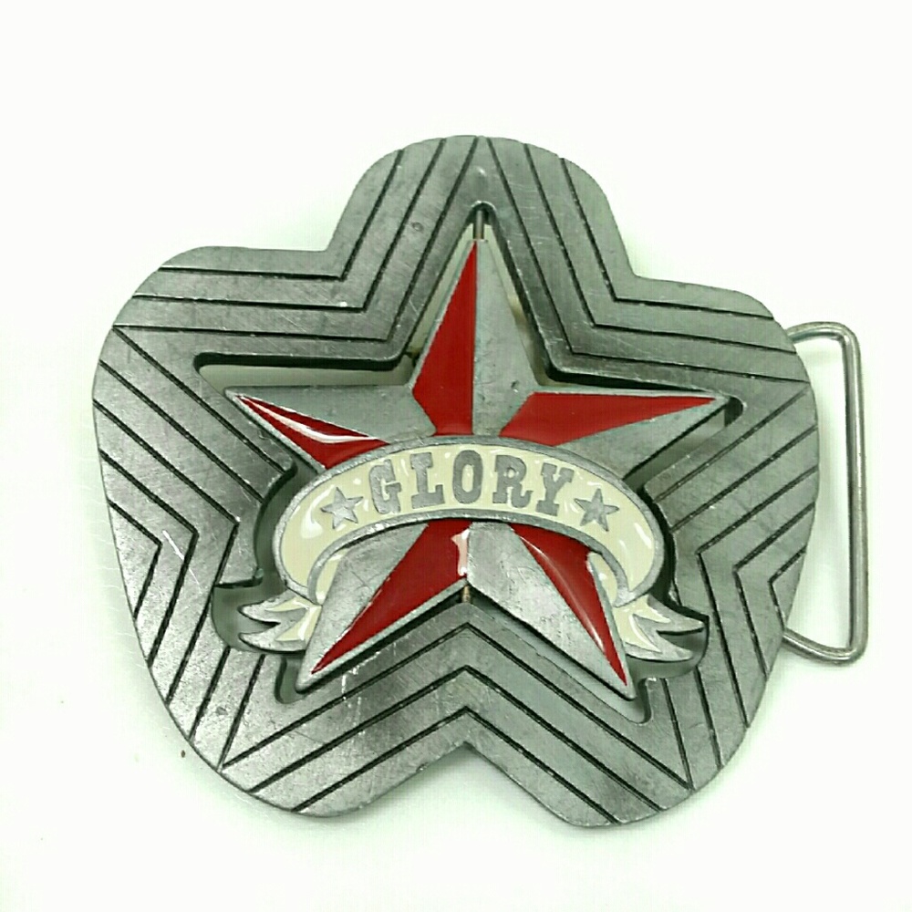 Reversible Hate Glory Heavy Metal MFG  Belt Buckle